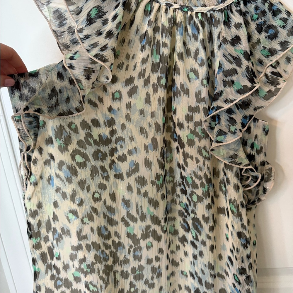 Loft Shimmer Leopard Print Ruffle Sleeve Top - Picture 5 of 8
